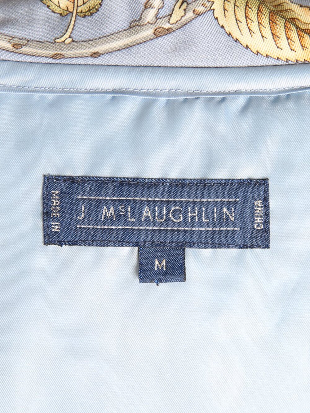 J. MCLAUGHLIN 100% Silk Blue Botanical Quilted Puffer Chore Jacket - Picture 13 of 15